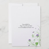 紫の緑のフローラがポスト結婚の有名人 招待状 (裏面)