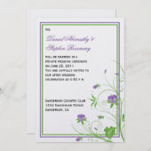 紫の緑のフローラがポスト結婚の有名人 招待状 (正面/裏面)