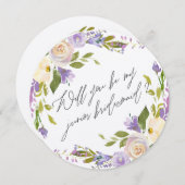 紫の緑のフローラジュニアの花嫁の提案 招待状 (正面/裏面)