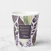 紫の緑のメリークリスマスパターン#21 ID1009 紙コップ (正面)