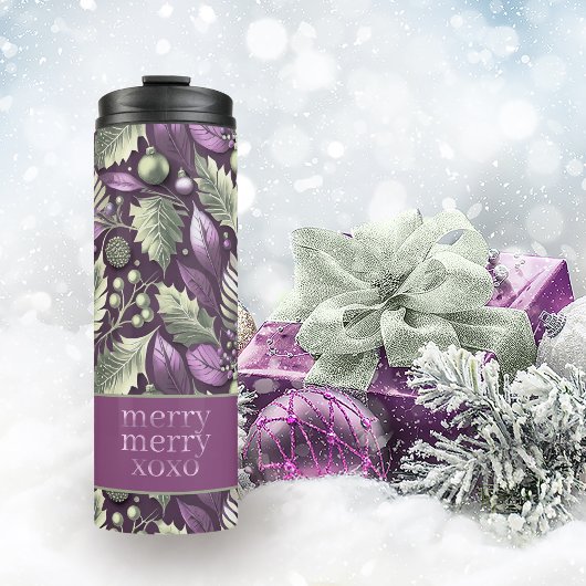 紫の緑のメリークリスマスパターン#22 ID1009 タンブラー