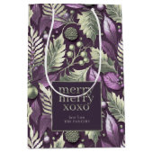 紫の緑のメリークリスマスパターン#22 ID1009 ミディアムペーパーバッグ (正面)