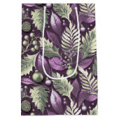 紫の緑のメリークリスマスパターン#22 ID1009 ミディアムペーパーバッグ (裏面)