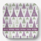 紫の緑のメリークリスマスパターン#25 ID1009 ペーパープレート (正面)