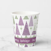 紫の緑のメリークリスマスパターン#25 ID1009 紙コップ (正面)