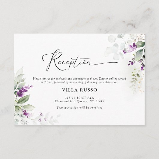 紫の緑のラベンダー結婚ズ エンクロージャーカード (正面)