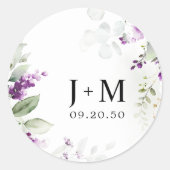 紫の緑のラベンダー結婚ズ ラウンドシール (正面)