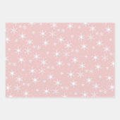 紫の緑の埃っぽいピンクのクリスマススノーフレークセット ラッピングペーパーシート (正面3)