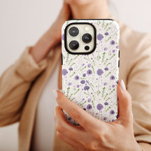 紫の緑の投げ花のパターンのケース – メイトiPhon