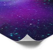 紫の緑の星雲の中の現住の月 ポスター (角)