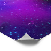 紫の緑の星雲の中の現住の月 ポスター (角)