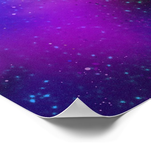 紫の緑の星雲の中の現住の月 ポスター (角)