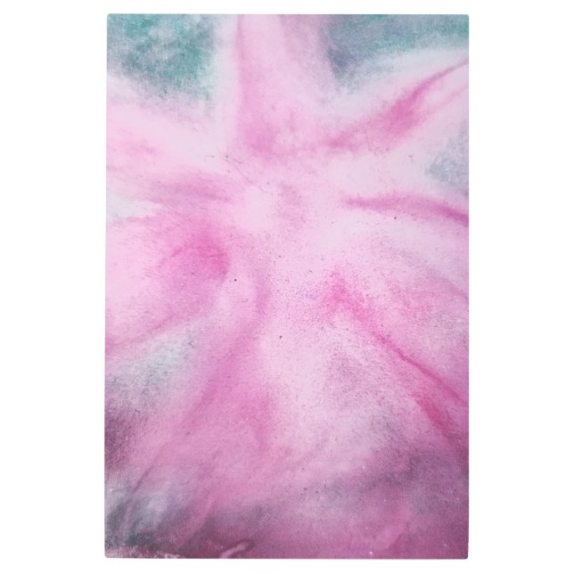 紫の緑の水カラー抽象芸術メタル メタルプリント (正面)