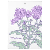 紫の緑の白いフローラクリップボード クリップボード (裏面)