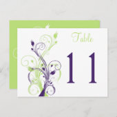 紫の緑の白いフローラテーブル番号はがき ポストカード (正面/裏面)