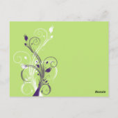 紫の緑の白いフローラテーブル番号はがき ポストカード (裏面)