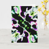 紫の緑の白いレースのよう抽象芸術花 カード (黄色い花)