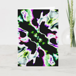 紫の緑の白いレースのよう抽象芸術花 カード