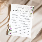 紫の緑の赤ちゃんシャワー予測カード