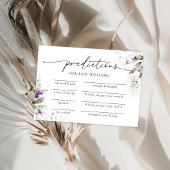 紫の緑の赤ちゃんシャワー予測カード 招待状