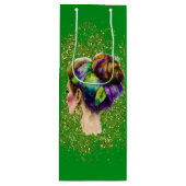 紫の緑の金ゴールド髪を持つマルディグラスウーマン ワインギフトバッグ (正面)