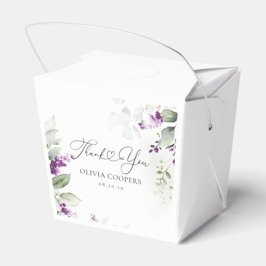 紫の緑ラベンダーベビーシャワーお願いボックス フェイバーボックス (裏面サイド)