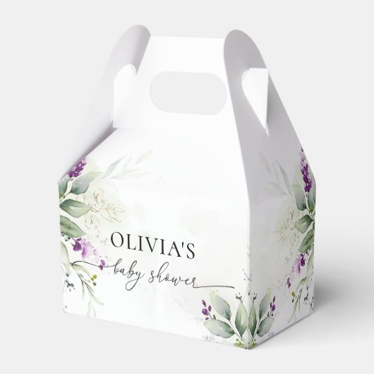 紫の緑ラベンダーベビーシャワーお願いボックス フェイバーボックス (裏面サイド)