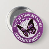 紫の線維筋痛認識度月リボンボタン 缶バッジ (正面&裏面)
