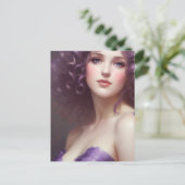 紫の縮毛女性 ポストカード (スタンド正面)