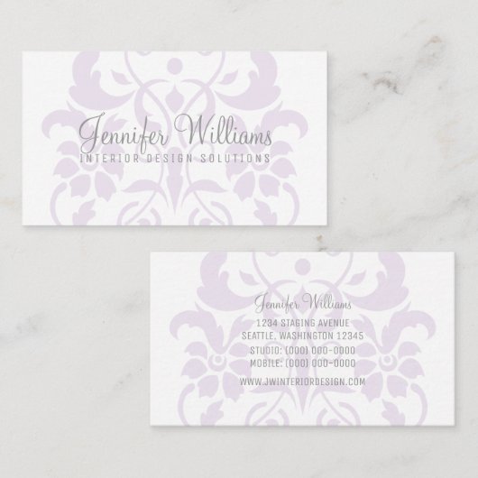 紫の繊細なダマスクの名刺 名刺 (正面/裏面)