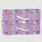 紫の繊細な山花。カスタム ゴルフタオル (横)