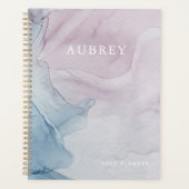 紫の繊細な抽象芸術プリント名（年） プランナー手帳 (正面)