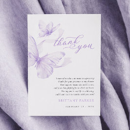 紫の繊細な蝶の赤ちゃんシャワー サンキューカード