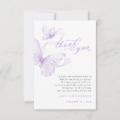 紫の繊細な蝶の赤ちゃんシャワー サンキューカード (正面)