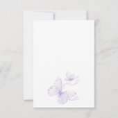 紫の繊細な蝶の赤ちゃんシャワー サンキューカード (裏面)