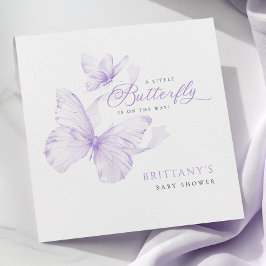 紫の繊細な蝶の赤ちゃんシャワー スタンダードカクテルナプキン