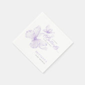 紫の繊細な蝶の赤ちゃんシャワー スタンダードカクテルナプキン (角)