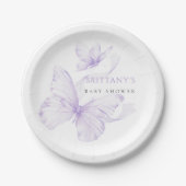 紫の繊細な蝶の赤ちゃんシャワー ペーパープレート (正面)