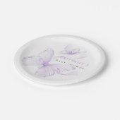 紫の繊細な蝶の赤ちゃんシャワー ペーパープレート (アングル)