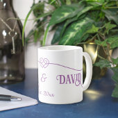 紫の織りハートカップル コーヒーマグカップ