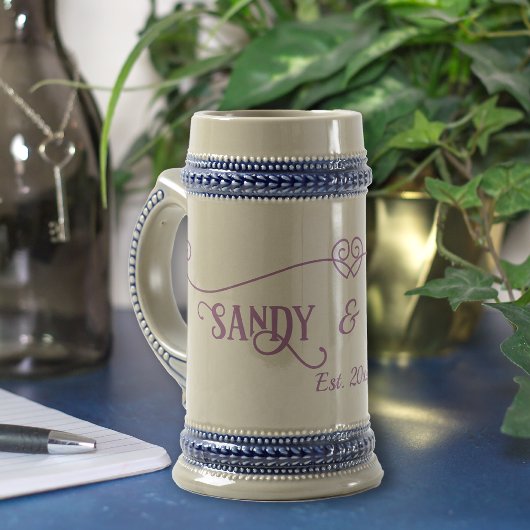 紫の織りハートカップル コーヒーマグカップ