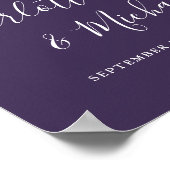 紫の署名スクリプト結婚のウェルカムサイン ポスター (角)