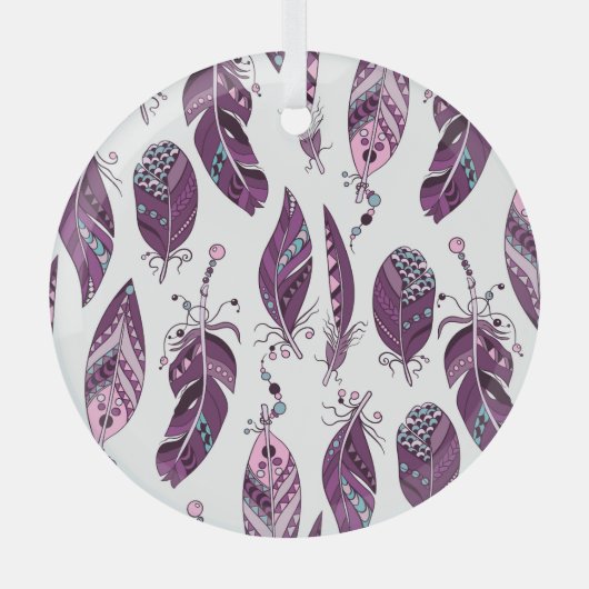 紫の羽：ヴィンテージ観賞シームレス。 ガラスオーナメント (正面)