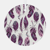 紫の羽：ヴィンテージ観賞シームレス。 ガラスオーナメント (裏面)