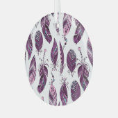 紫の羽：ヴィンテージ観賞シームレス。 ガラスオーナメント (正面左)