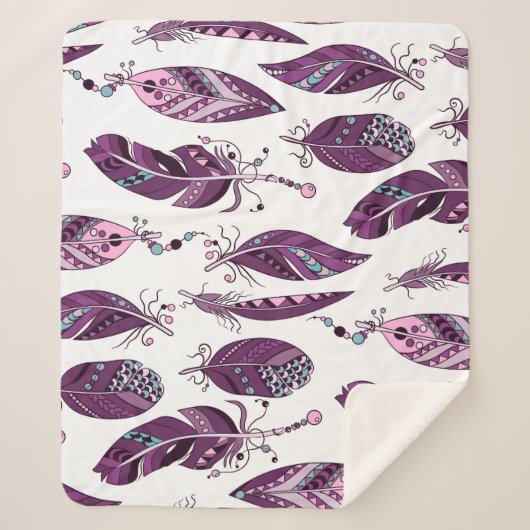 紫の羽:ヴィンテージ観賞シームレス。 シェルパブランケット (正面)