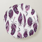 紫の羽：ヴィンテージ観賞シームレス。 ラウンドクッション (裏面)