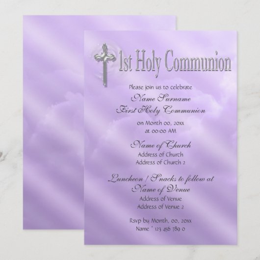紫の聖なる聖餐式 招待状 (正面/裏面)