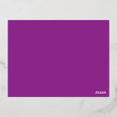 紫の背景と白素晴らし色のデザイン 箔シーズンポストカード (裏面)