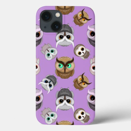 紫の背景にかわいいフクロウの文様 Case-Mate iPhoneケース (裏面)